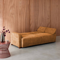 Divano letto 3 posti in tessuto, color ruggine