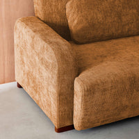 Divano letto 3 posti in tessuto, color ruggine