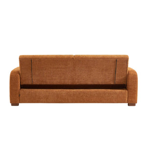 Divano letto 3 posti in tessuto, color ruggine