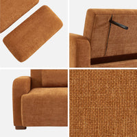 Divano letto 3 posti in tessuto, color ruggine