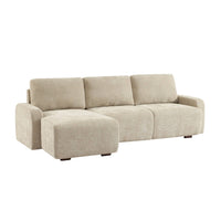 Divano angolare sinistro in tessuto semplice, 3 posti, beige