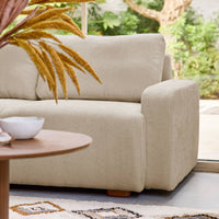 Divano angolare sinistro in tessuto semplice, 3 posti, beige