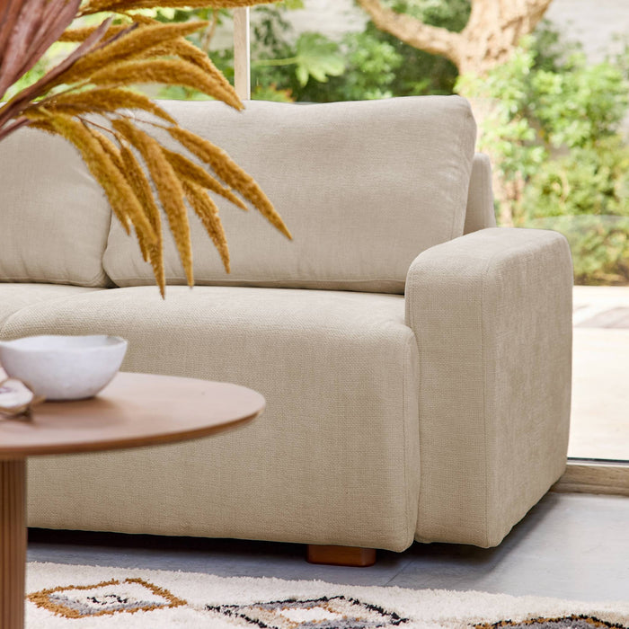 Divano angolare sinistro in tessuto semplice, 3 posti, beige