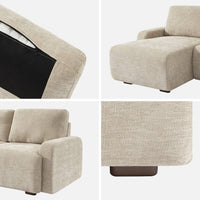 Divano angolare sinistro in tessuto semplice, 3 posti, beige