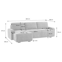 Divano angolare sinistro in tessuto semplice, 3 posti, beige