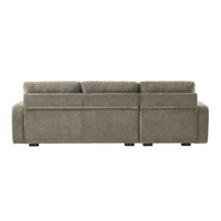 Divano angolare sinistro in tessuto semplice, 3 posti, verde grigio