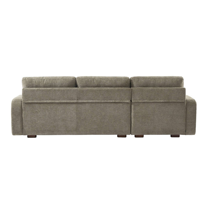 Divano angolare sinistro in tessuto semplice, 3 posti, verde grigio