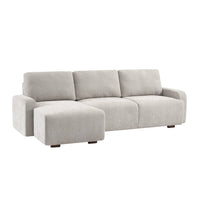 Divano angolare sinistro in tessuto semplice, 3 posti, grigio chiaro