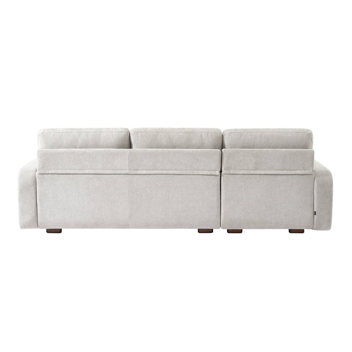 Divano angolare sinistro in tessuto semplice, 3 posti, grigio chiaro