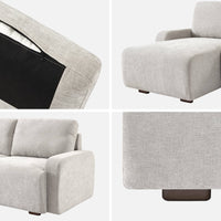 Divano angolare sinistro in tessuto semplice, 3 posti, grigio chiaro