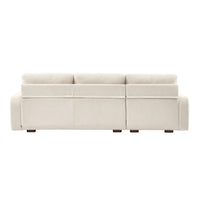 Divano angolare sinistro in tessuto semplice, 3 posti, bianco sporco