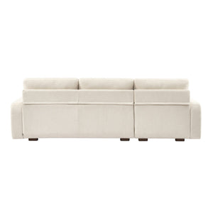 Divano angolare sinistro in tessuto semplice, 3 posti, bianco sporco