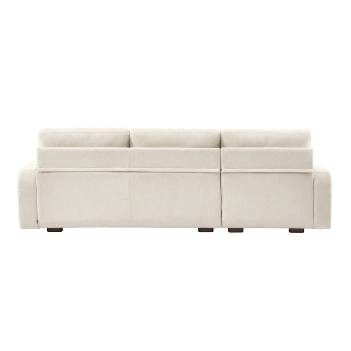 Divano angolare sinistro in tessuto semplice, 3 posti, bianco sporco