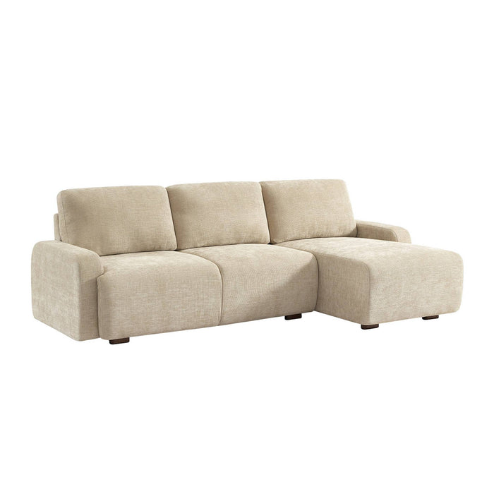 Divano angolare destro 3 posti tessuto, beige