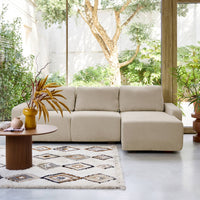 Divano angolare destro 3 posti tessuto, beige