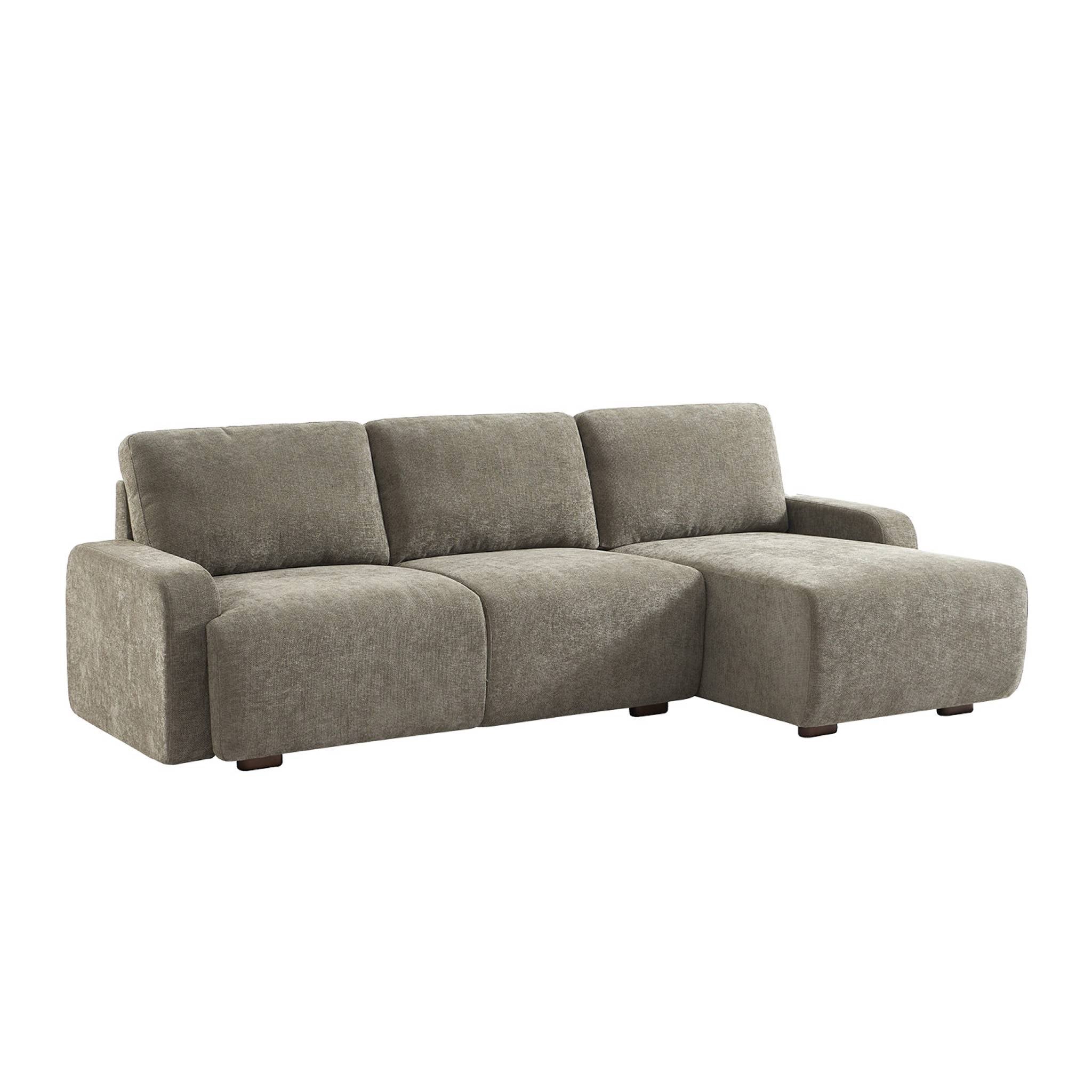 Divano angolare destro 3 posti tessuto, verde grigio