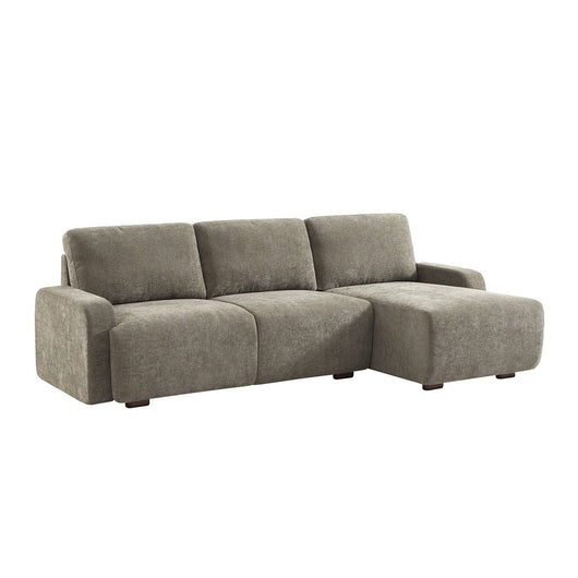 Divano angolare destro 3 posti tessuto, verde grigio