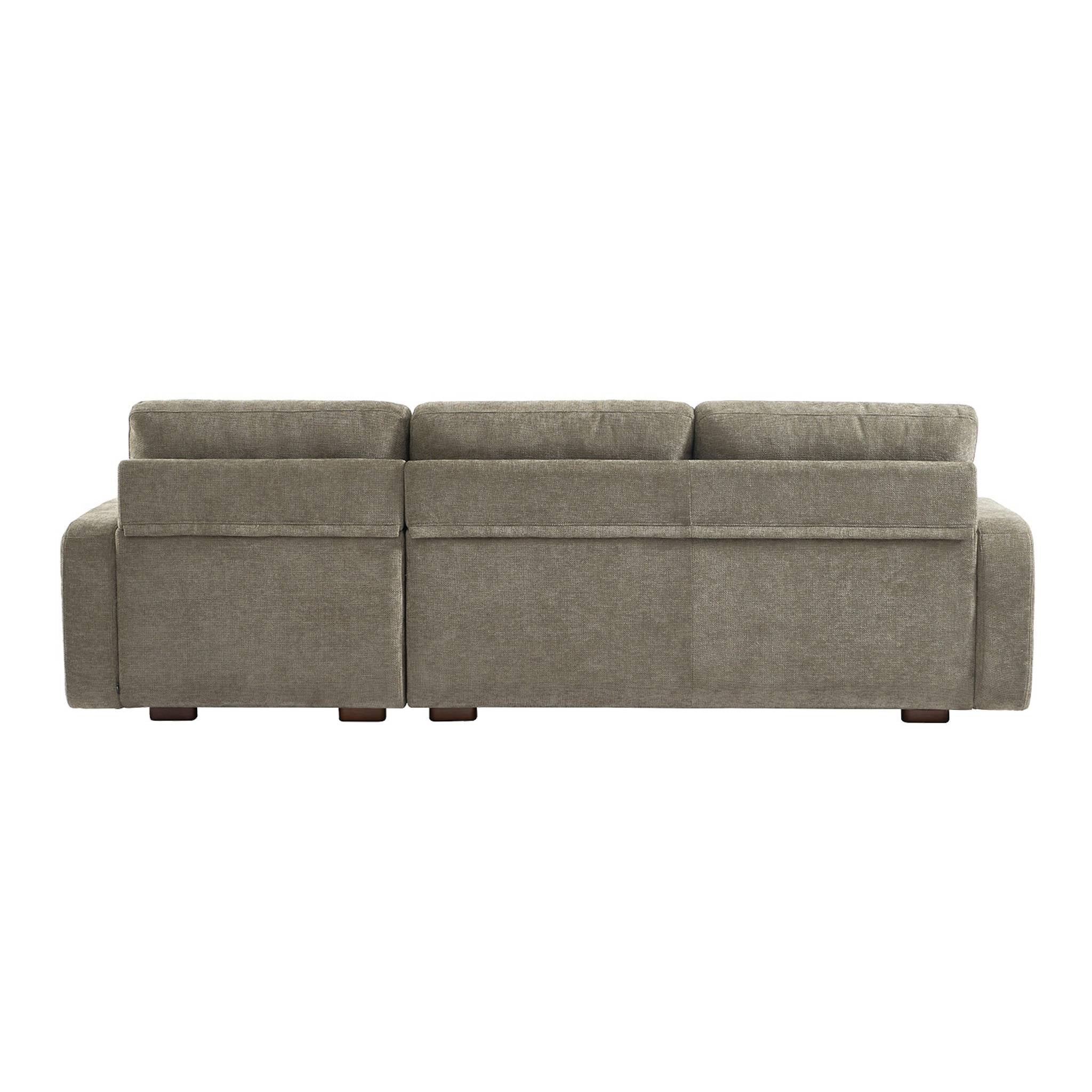 Divano angolare destro 3 posti tessuto, verde grigio