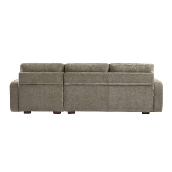 Divano angolare destro 3 posti tessuto, verde grigio