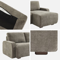 Divano angolare destro 3 posti tessuto, verde grigio