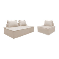 Set di poltrone per divano modulare in tessuto trapuntato a 3 posti,