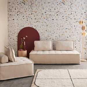 Set di poltrone per divano modulare in tessuto trapuntato a 3 posti,