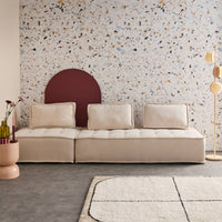 Set di poltrone per divano modulare in tessuto trapuntato a 3 posti,