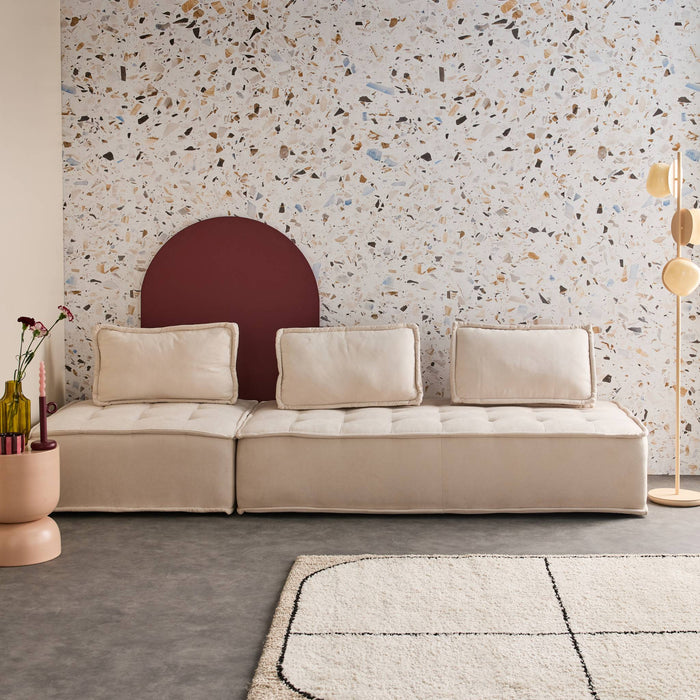 Set di poltrone per divano modulare in tessuto trapuntato a 3 posti,