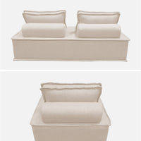 Set di poltrone per divano modulare in tessuto trapuntato a 3 posti,