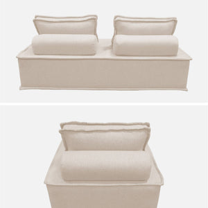 Set di poltrone per divano modulare in tessuto trapuntato a 3 posti,