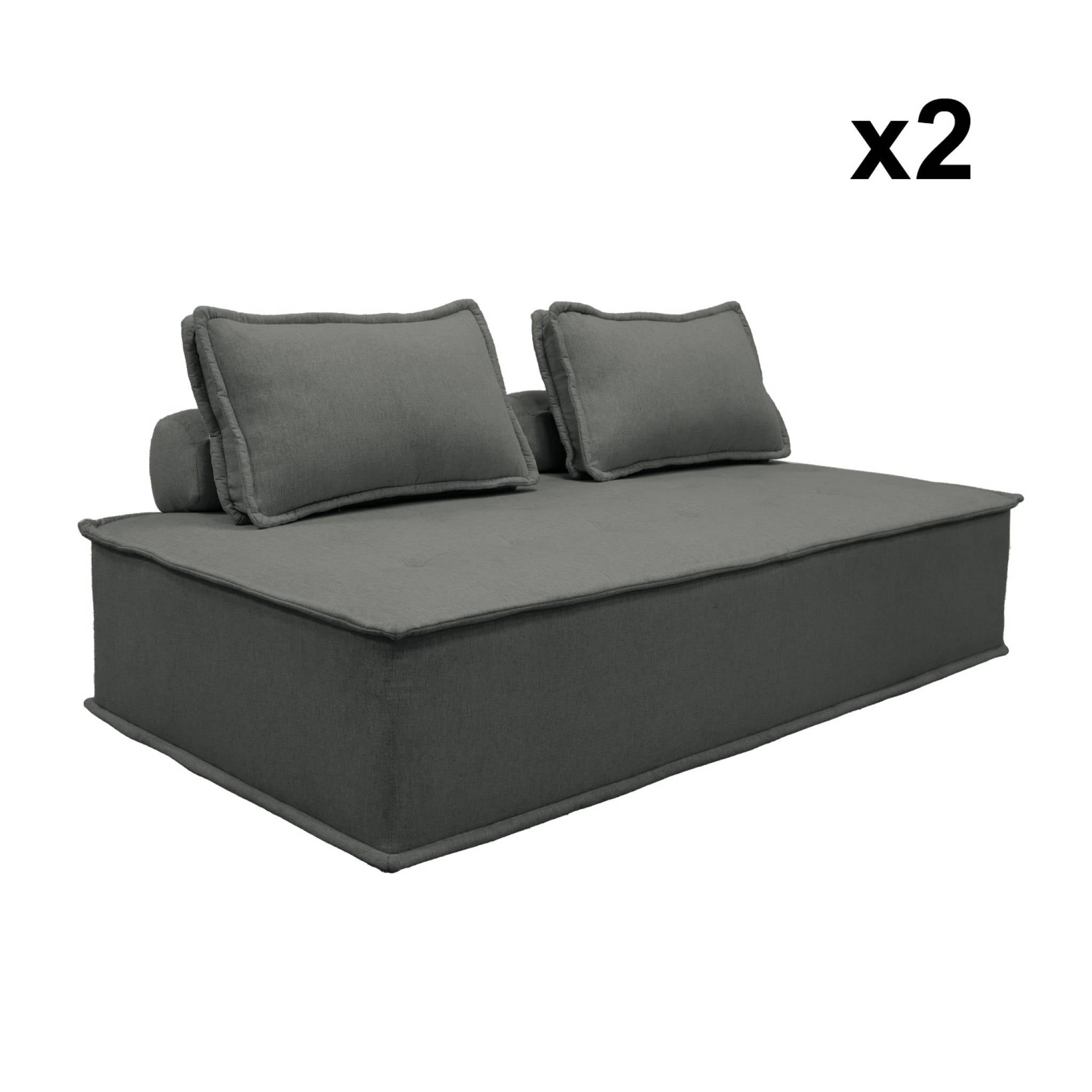 Poltroncina 2 posti per divano modulare in tessuto imbottito, set di