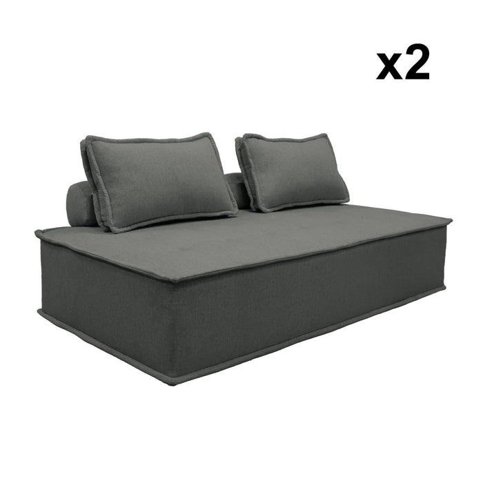 Poltroncina 2 posti per divano modulare in tessuto imbottito, set di