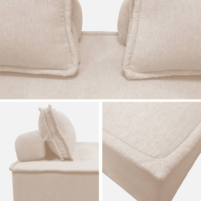 Set di 2 poltrone 2 posti in tessuto trapuntato crema | sweeek