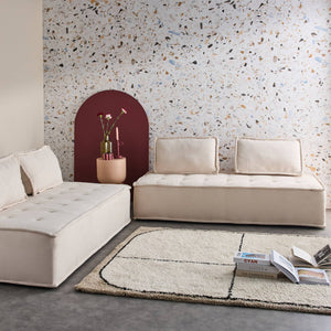 Set di 2 poltrone 2 posti in tessuto trapuntato crema | sweeek