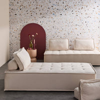 Set di 2 poltrone 2 posti in tessuto trapuntato crema | sweeek