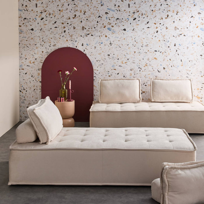 Set di 2 poltrone 2 posti in tessuto trapuntato crema | sweeek