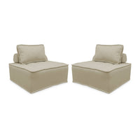 Set di 2 poltrone per divano modulare trapuntato, beige