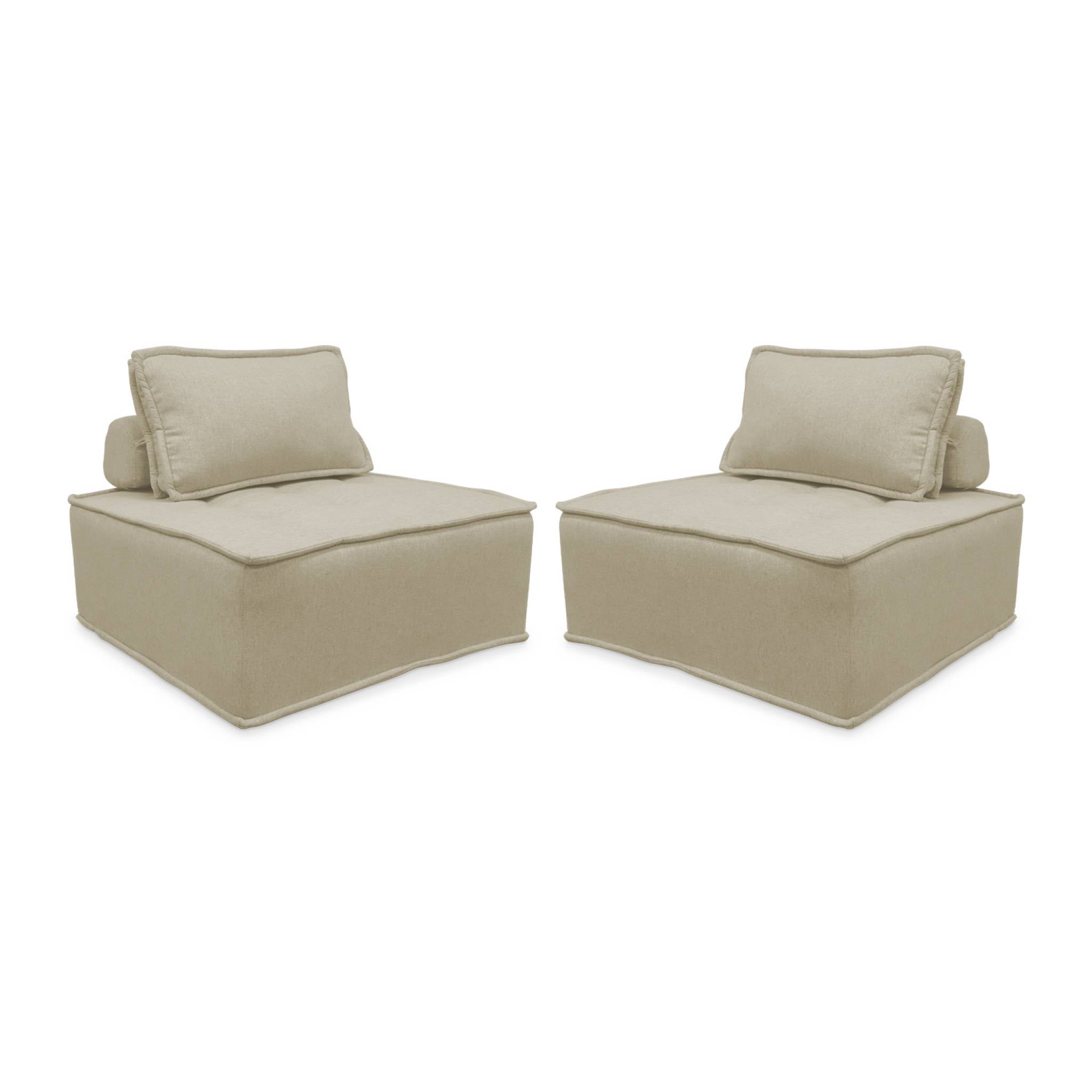 Set di 2 poltrone per divano modulare trapuntato, beige