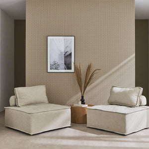 Set di 2 poltrone per divano modulare trapuntato, beige
