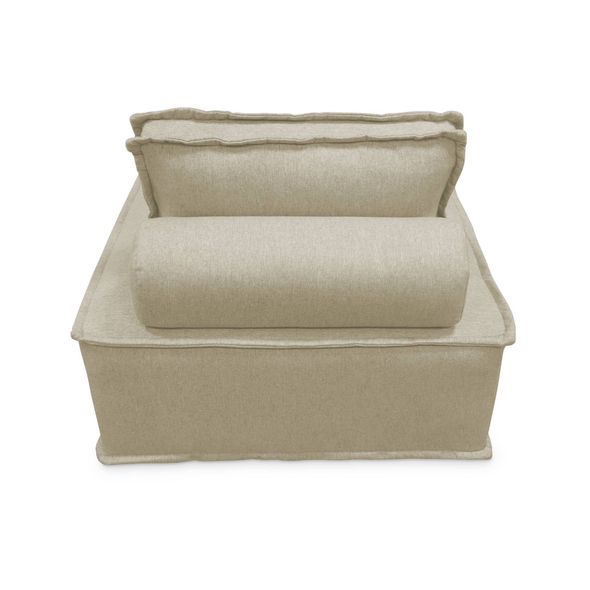 Set di 3 poltrone per divano modulare in tessuto imbottito, beige