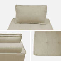 Set di 3 poltrone per divano modulare in tessuto imbottito, beige