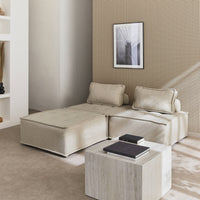 Set di 3 poltrone per divano modulare in tessuto imbottito, beige