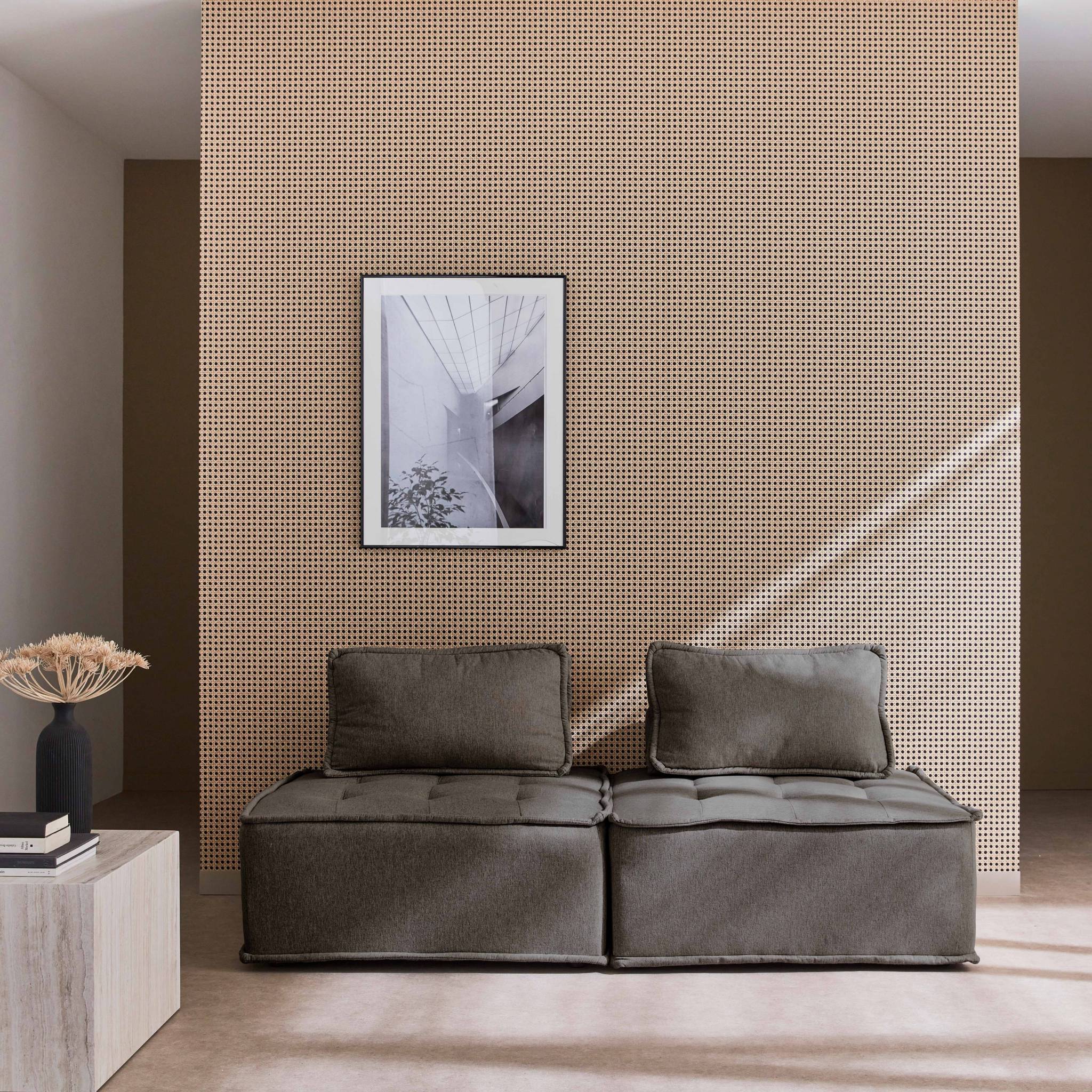 Divano modulare, 2 posti, grigio