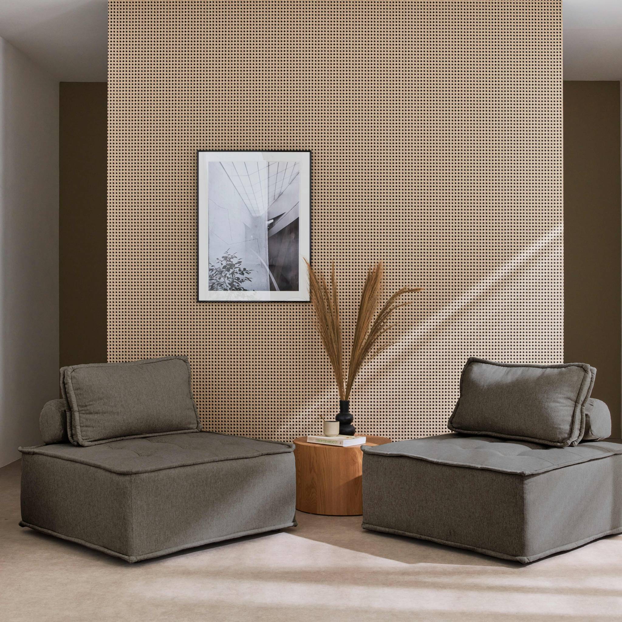 Divano modulare, 2 posti, grigio