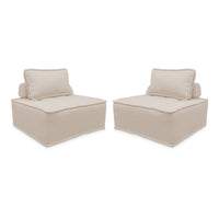 Set di 2 poltrone per divano modulare trapuntato, crema