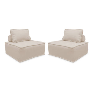 Set di 2 poltrone per divano modulare trapuntato, crema