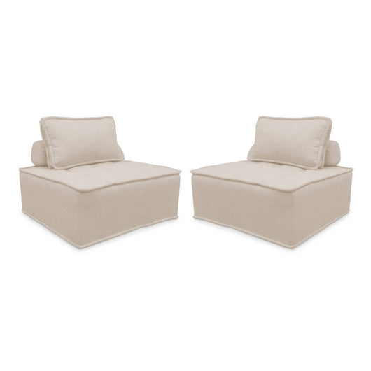 Set di 2 poltrone per divano modulare trapuntato, crema