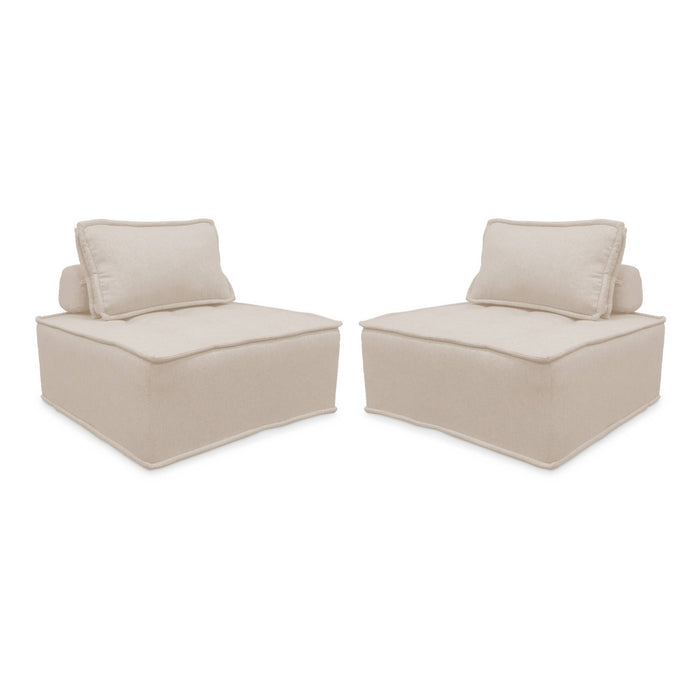 Set di 2 poltrone per divano modulare trapuntato, crema