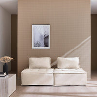 Set di 2 poltrone per divano modulare trapuntato, crema