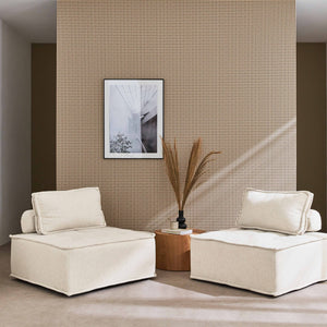 Set di 2 poltrone per divano modulare trapuntato, crema